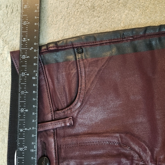 Sam Edelman The Kitten Ankle Skinny Burgundy Black Side Striped Coated Jeans 26 - Picture 9 of 16